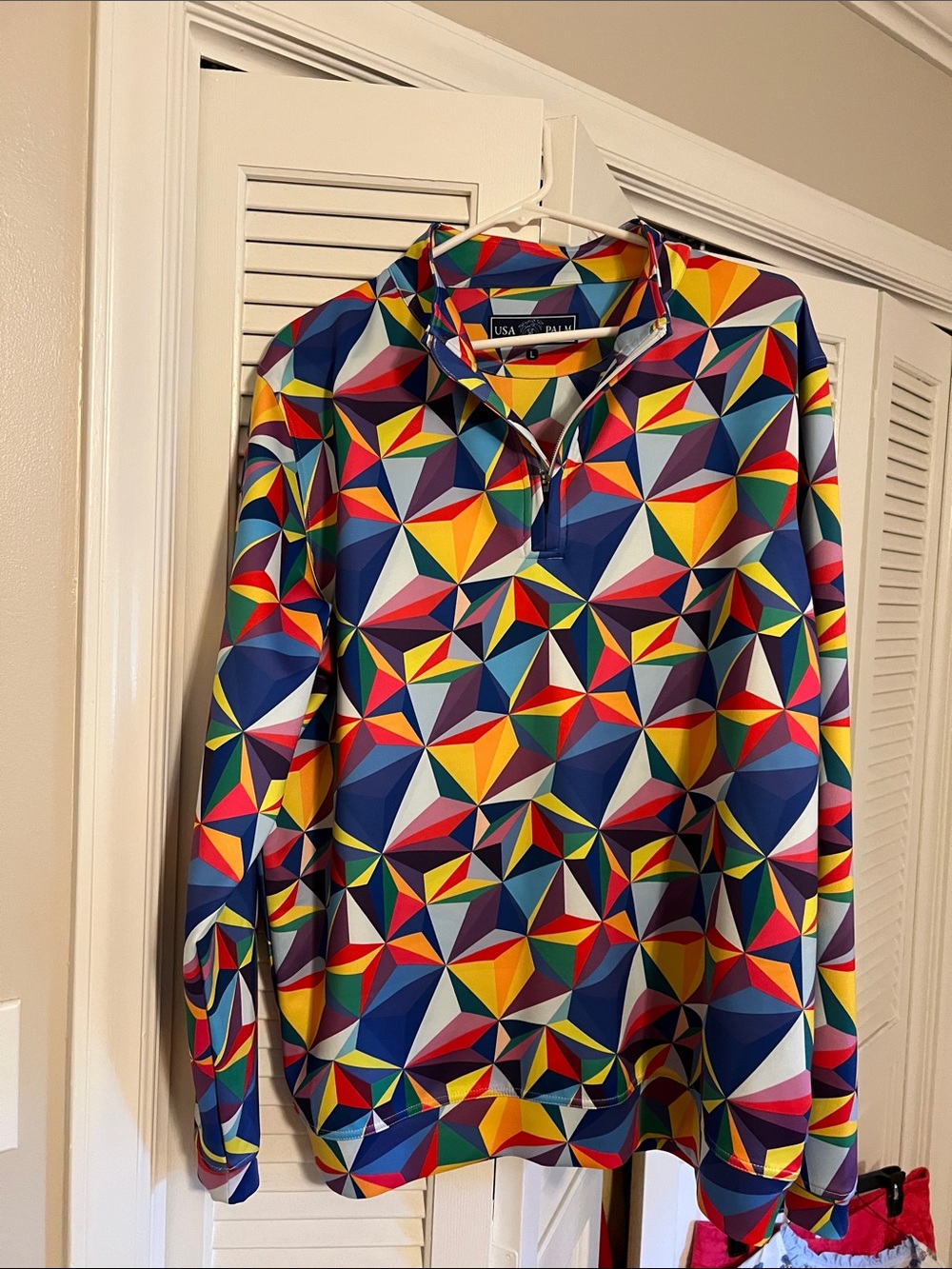 USA Palm Large Multicolor Geometric Quarter-Zip Men’s Shirt